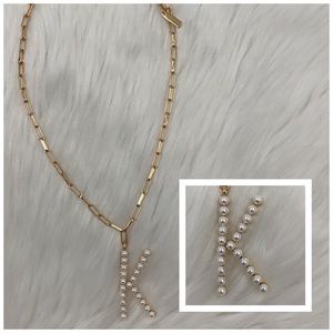 4/$20 BaubleBar Gold & Pearl Letter K Necklace